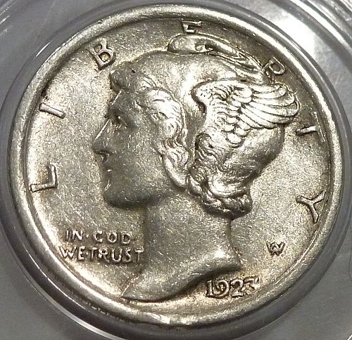 1923-P  AU  Mercury Dime About Uncirculated ( 800-R)