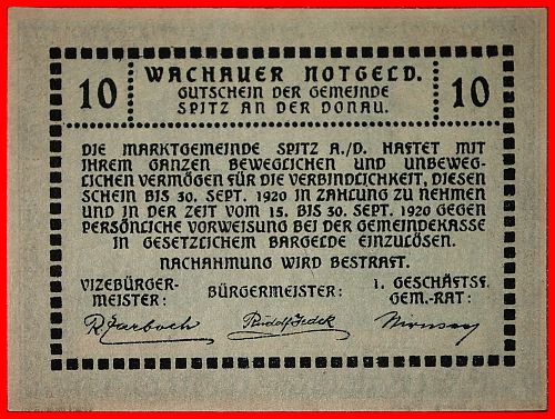 Ⰶ VIENNA: AUSTRIA SPITZ 1629 ★ 10 HELLERS 1920 UNC CRISP!