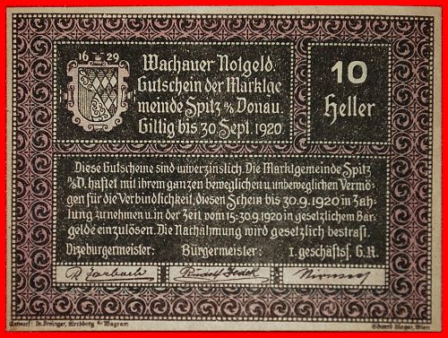 Ⰶ VIENNA: AUSTRIA SPITZ 1629 ★ 10 HELLERS 1920 UNC CRISP!