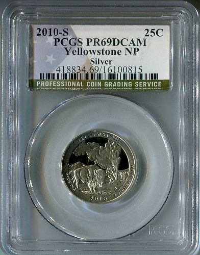 2010 - S  YELLOWSTONE  National Park  "SILVER" Quarter  -   PCGS  -  PR 69 DCAM