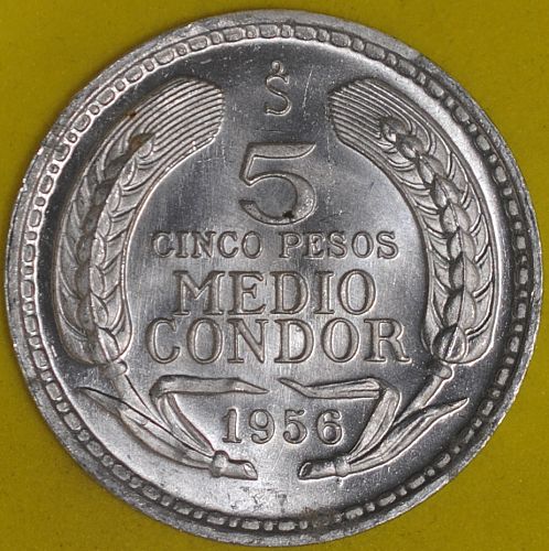 1956 Chile 5 Pesos BU