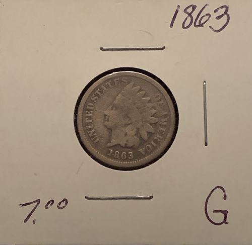 1863 P INDIAN HEAD G COND SELLING BELOW GRAYB SHEET BIN 7.00