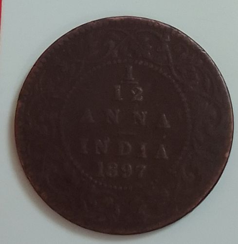 G5)  1897  CIRCULATED VICTORIA  1/12 ANNA  COIN...