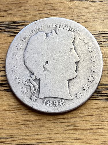 1898S barber half dollar in ALMOST GOOD condition