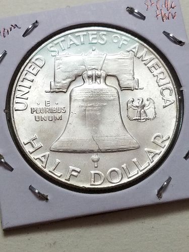 1962 D Franklin Half Dollar Benjamin Delamination Strike Through