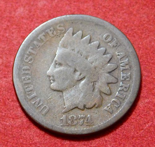 1874 INDIAN HEAD CENT, Semi-Key Date Coin 1174