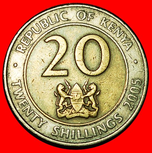 Ⰶ GREAT BRITAIN (2005-2009): KENYA ★ 20 SHILLINGS 2005 COCK AND LIONS!