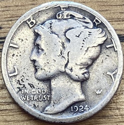1924D mercury dime in VERY GOOD condition