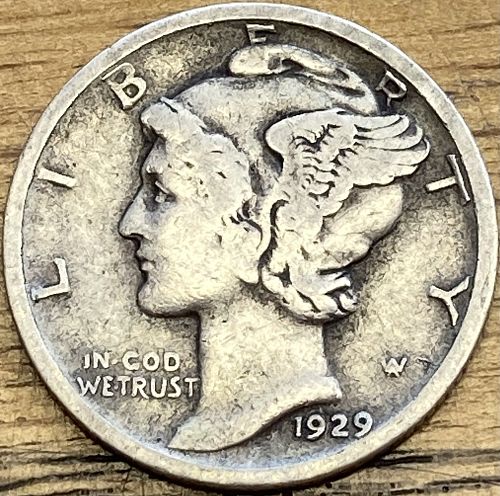 1929D mercury dime in VERY GOOD-FINE condition