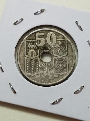 1949 1956 Spain 50 Centimos Cents Arrows up Spanish Espana