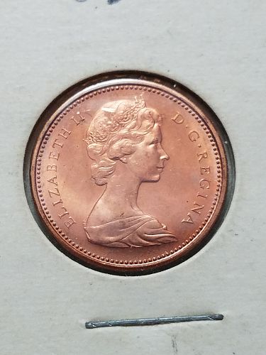 1965 Canada 1 Cent One Penny Pointed 5 Large Beads BU