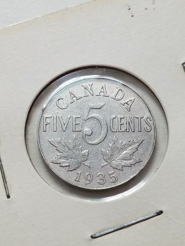 1935 Canada 5 Cents King George V 5th Low Mintage Mint