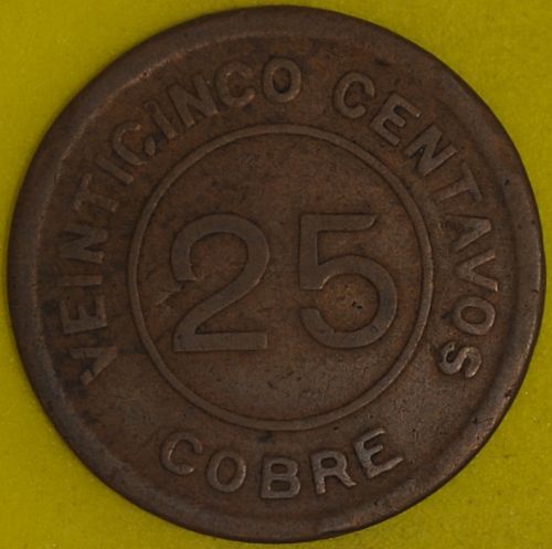 1915 Guatemala 25 Centavos Fine