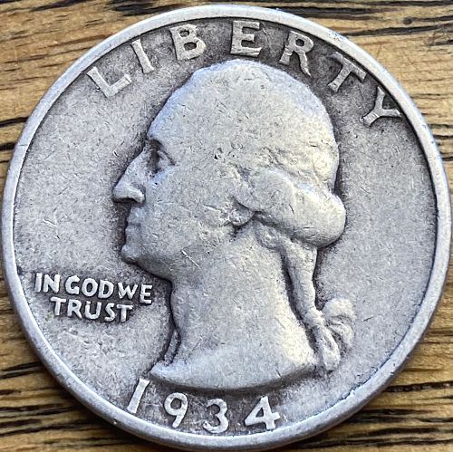 1934 Washington quarter in VERY GOOD condition