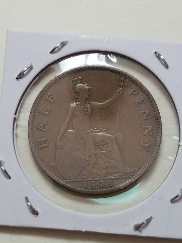 1929 UK &frac12; Penny - George V smaller portrait Half United Kingdom