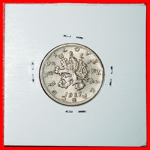 Ⰶ DOUBLE CROSS (1921-1931): CZECHOSLOVAKIA ★ 50 HELLERS 1927 LION RARE! IN HOLDER!