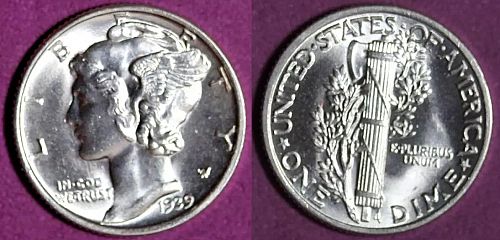 1939- Mercury Siver Dime BU