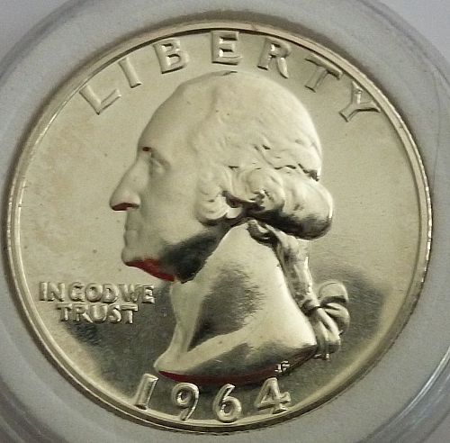 1964-P GEM BRILLIANT PROOF 90% SILVER Washington Quarter  # ( 620-D)