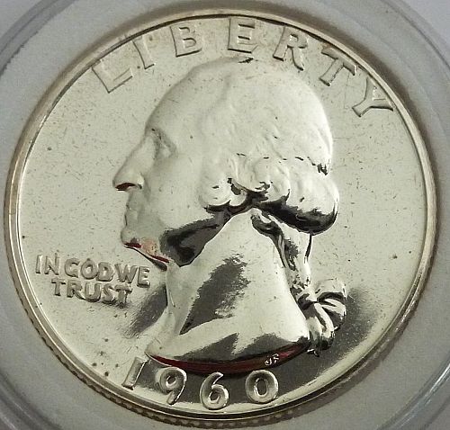 1960-P GEM BRILLIANT PROOF 90% SILVER Washington Quarter  # ( 620-F)