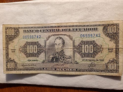 1993 Ecuador100 Sucres Bank Note