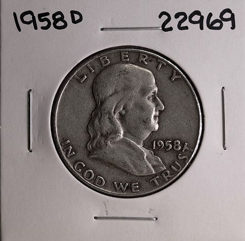 1958 D FRANKLIN SILVER HALF DOLLAR 22969
