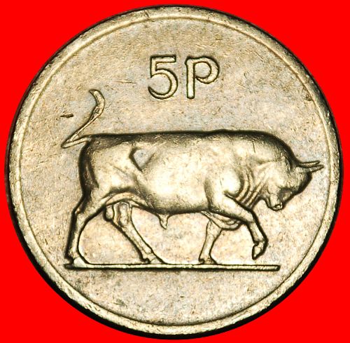 Ⰶ GREAT BRITAIN (1969-1990): IRELAND ★ 5 PENCE 1975 BULL!