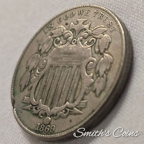 1869 ~ Shield Nickel ~ Net VG