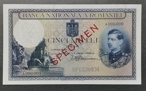5000 Lei 1931 SPECIMEN Rare Item
