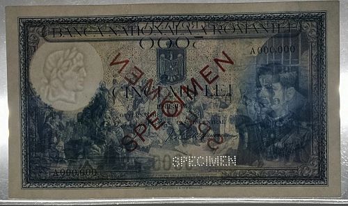 5000 Lei 1931 SPECIMEN Rare Item