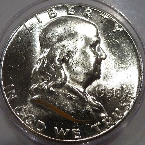 1958-P Gem Brilliant Uncirculated Franklin Half Dollar W-Full Bell Lines ( SM-C)