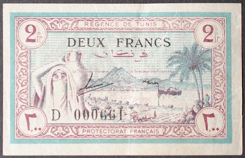 Tunisia P56 2 Francs VF++