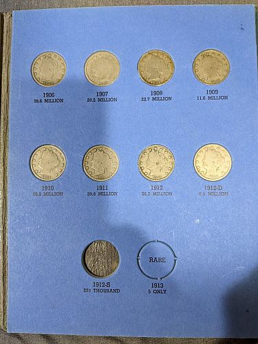 1883-1913 Liberty Head / V-NICKELS, 34 Coin Set missing 4 Coins