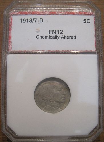 1918/7-D AUTHENTIC SLABBED  Buffalo Indian Nickel! Mint Error DDO - Over Date!