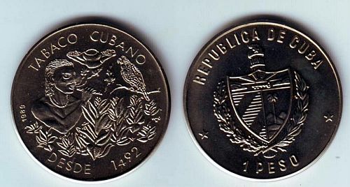 Rare 1989 Cuba 1 peso Tobacco