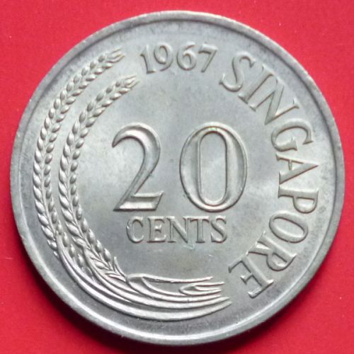 Singapore 10 and 20 Cents 2 pcs 1967 km 1 & 2