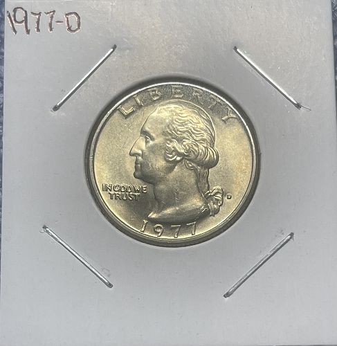 1977-D Washington Clad Quarter ~ BU/MS60+ Condition Still in Cellophane
