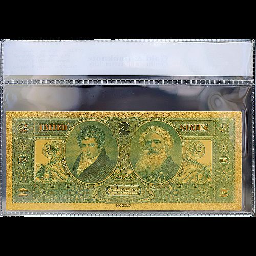 100mg 24K Gold 1896 $2 Dollar Bill Silver Certificate Banknote with White COA