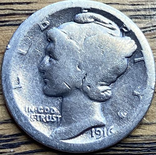 1916 mercury dime in ALMOST GOOD condition good hole filler