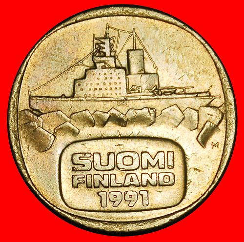 Ⰶ SHIP ICEBREAKER (1979-1993): FINLAND ★ 5 MARKS 1991M!