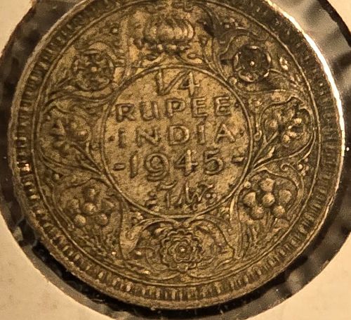 1945 King George VI India 1/4 Rupee Coin - Minted While Under British Rule!