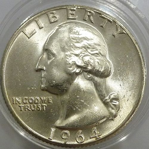 1964-P GEM BRILLIANT UN-CIRCULATED Washington Quarter  BU # ( 600-23)