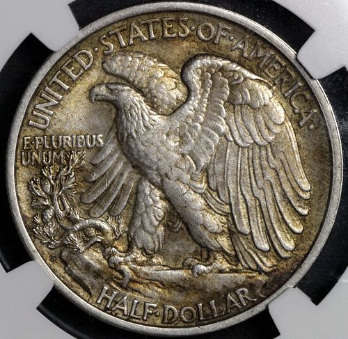 1920-S US Walking Liberty Half Dollar Coin NGC AU-58 About Uncirculated Toning Toned