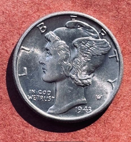 1943 BU Mercury dime