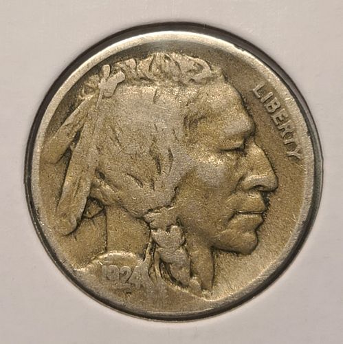 1924-D Buffalo Nickel Very Good-8- Rotated Reverse 30 Degrees Left