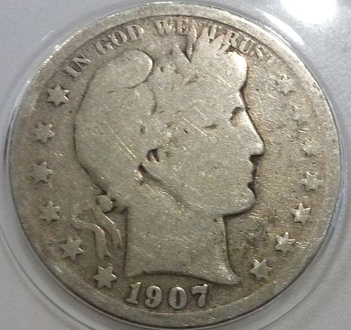 1907-S BARBER HALF DOLLAR # 150-E