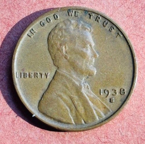 1938-S Lincoln wheat in VF condition