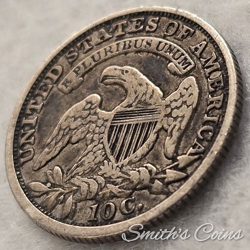 1834 ~ Capped Bust Dime ~ Large 4 ~ JR-4 ~ Fine