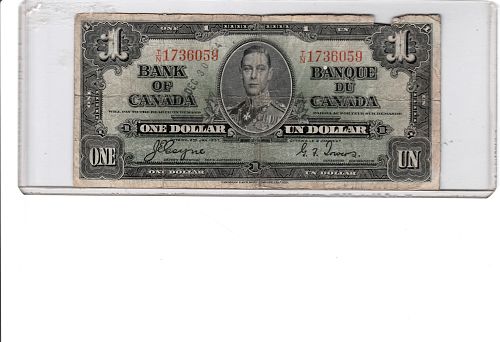 1937 CANADA ONE DOLLAR BILL