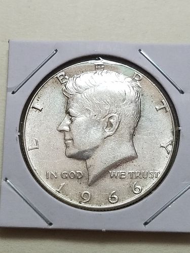 1966 P Kennedy Silver Half Dollar DDR Double Die Reverse 40%