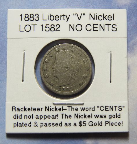1883  LIBERTY "V" NICKEL WITHOUT CENTS ~ COMBINED SHIPPING ~ Lot 1582